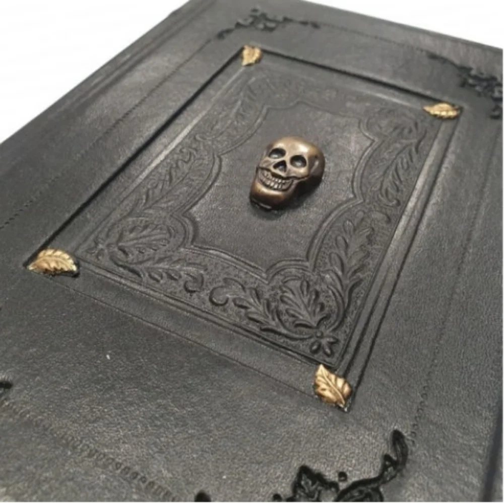 ♥️BUY 2 GET 1 FREE Black Leather Journal - Skull, Retail Price $49.99 USD